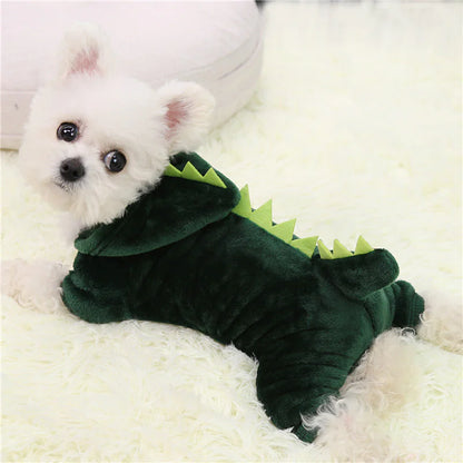 Coral Fleece Dog Clothes Dinosaur